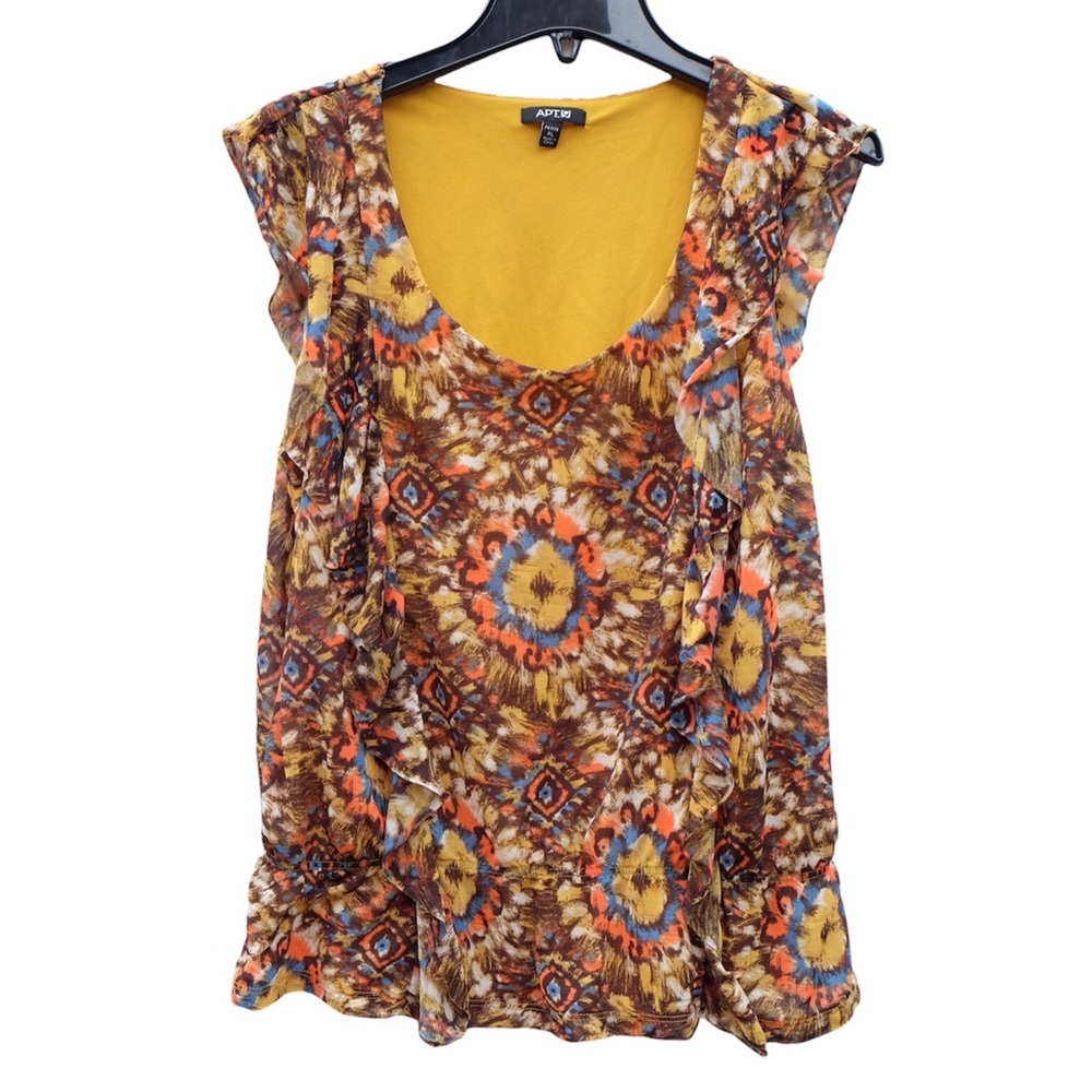 Apt. 9 Slip On Floral Medallion Sleeveless Scoop Neck Stretchy Blouse Top EUC PL